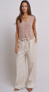 Button-Front Knit Vest Top with Side Detail in Khaki - Women's Fashion | Urban Daizy