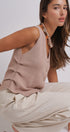 Button-Front Knit Vest Top with Side Detail in Khaki - Women's Fashion | Urban Daizy