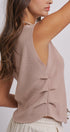 Button-Front Knit Vest Top with Side Detail in Khaki - Women's Fashion | Urban Daizy