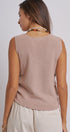 Button-Front Knit Vest Top with Side Detail in Khaki - Women's Fashion | Urban Daizy