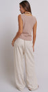 Button-Front Knit Vest Top with Side Detail in Khaki - Women's Fashion | Urban Daizy