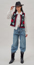 Floral Embroidered Corduroy Vest in Black - Women's Fashion | Urban Daizy
