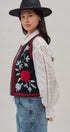 Floral Embroidered Corduroy Vest in Black - Women's Fashion | Urban Daizy