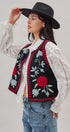 Floral Embroidered Corduroy Vest in Black - Women's Fashion | Urban Daizy