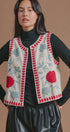 Floral Embroidered Corduroy Vest in Ivory - Women's Fashion | Urban Daizy