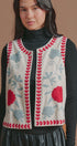 Floral Embroidered Corduroy Vest in Ivory - Women's Fashion | Urban Daizy