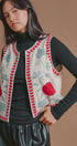 Floral Embroidered Corduroy Vest in Ivory - Women's Fashion | Urban Daizy