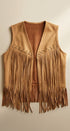 Studded Faux Suede Fringe Vest in Camel - Women's Vests | Urban Daizy