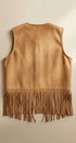 Studded Faux Suede Fringe Vest in Camel - Women's Vests | Urban Daizy