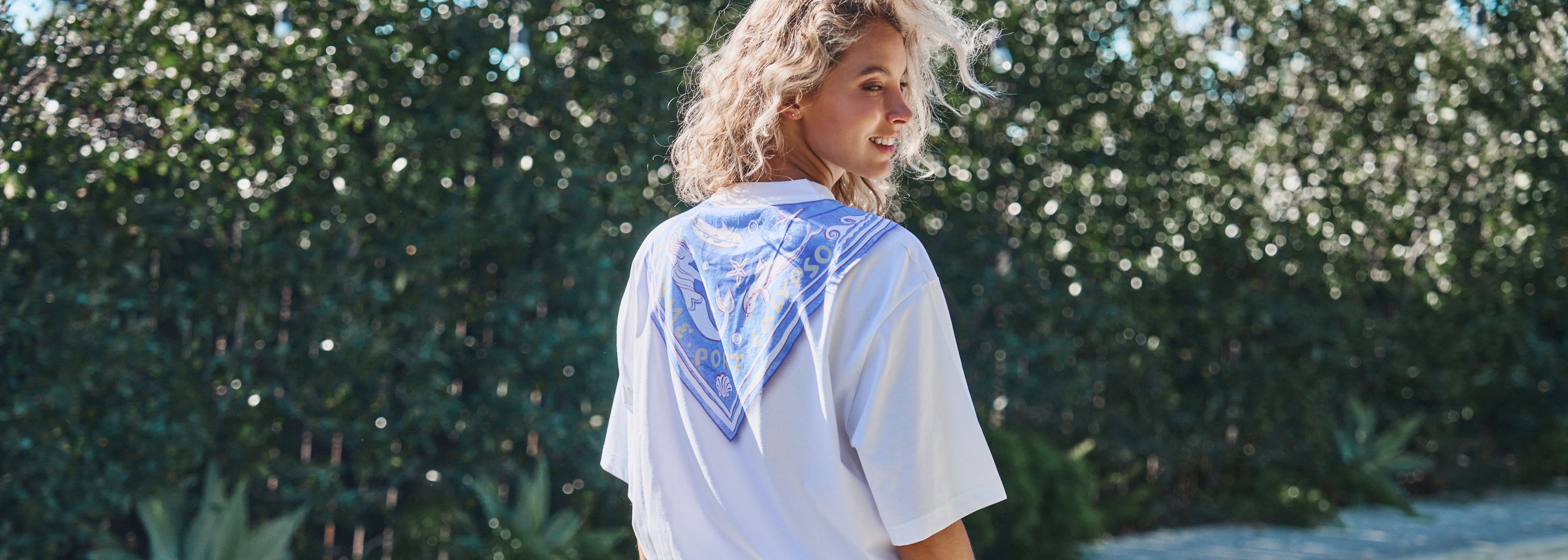 Urban Daizy women’s graphic scarf detail oversized t-shirt, effortless casual contemporary style